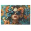 Vrouw - Bloemen - Oranje - Blauw - Modern Deurmat klein -zkaufland3d