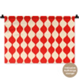 Golvend patroon - Retro - Rood - Beige Wandkleed katoen klein 269 -t3d_DE