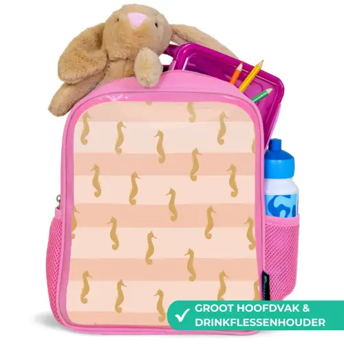 Zee - Dieren - Roze - Zeepaardje Kinderrugzak - Roze middel 863 -inhoud_NL