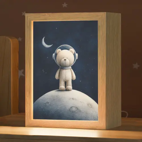 Teddybeer - Ruimtehelm - Maan - Sterren Light Box met kabel klein -zzz_3d_website