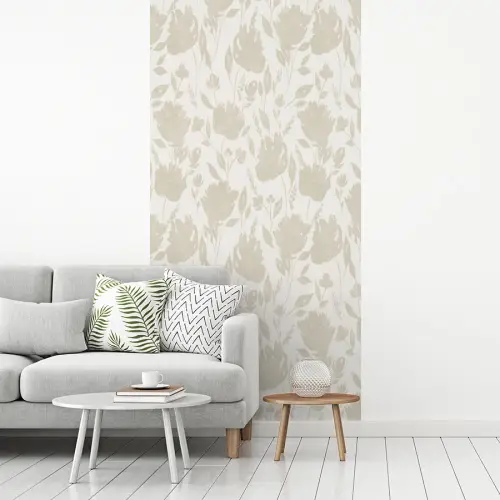 Bloemenpatroon - Silhouet - Wit fotobehang vinyl groot 64 -woonkamer