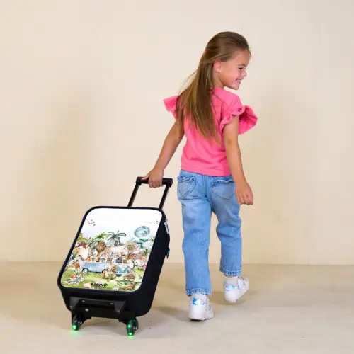 Busje vol dieren Kinderkoffer - Zwart klein -sfeer1