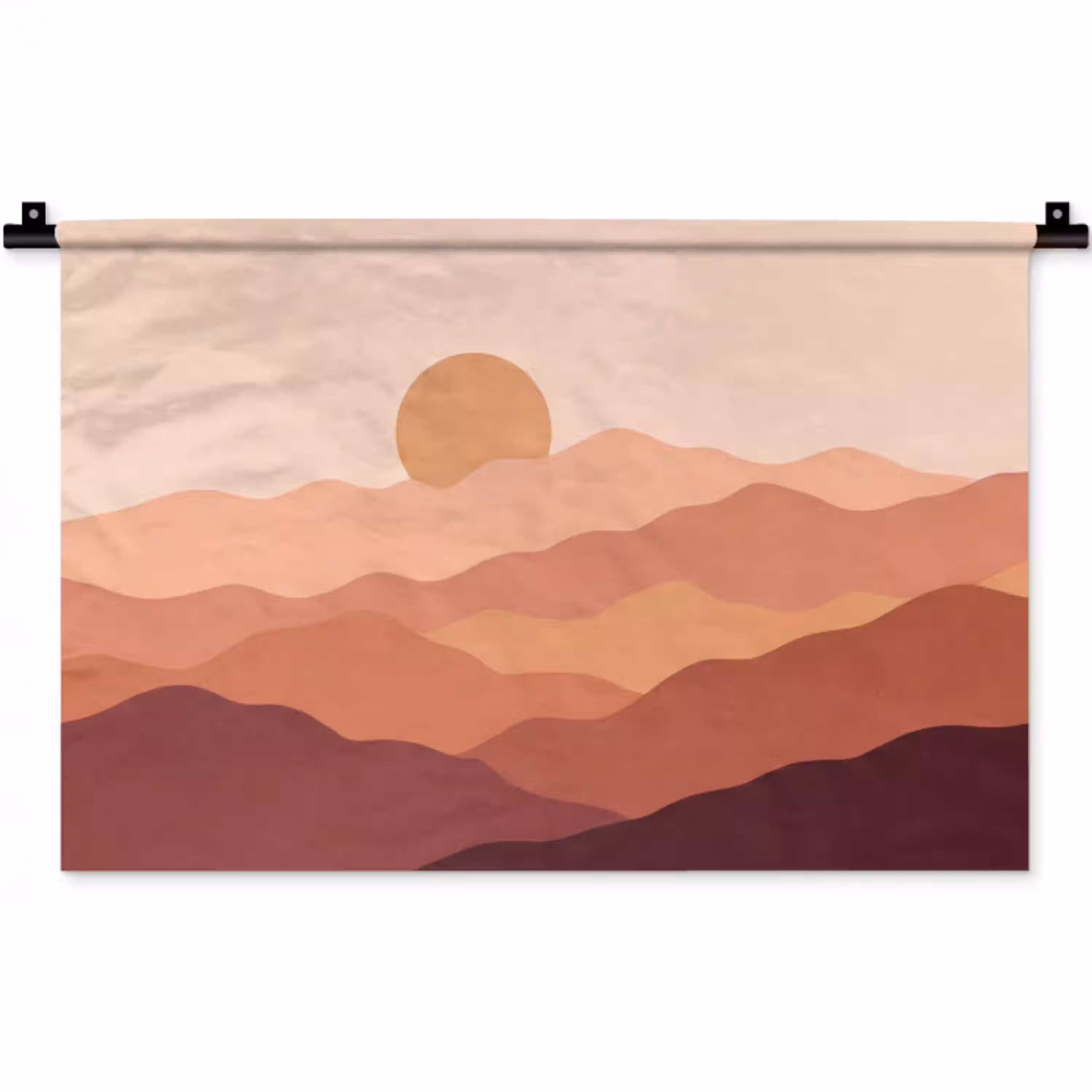Natuur - Heuvels - Abstract - Modern - Oranje Wandkleed katoen klein -zz3d