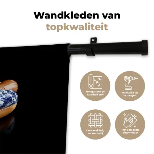 Hotdog - Porselein - Delfts blauw - Eten Wandkleed katoen klein -sfeer2
