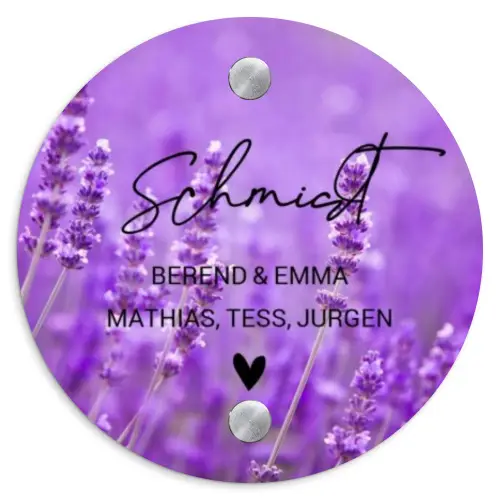 Lavendel - Sierlijk Naambord Rond klein -3d