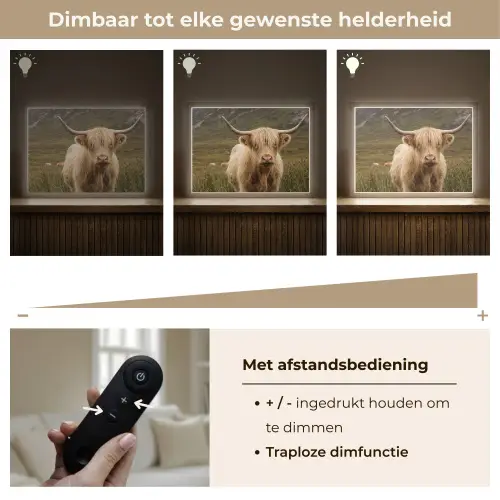 Schotse hooglander - Bergen - Grasveld Light Box met batterij (Wandlamp) middel -USP_dimbaarNL