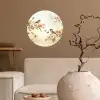 Takken - Bloemen - Vogeltjes - Roze Wandcirkel behangsticker klein -sfeer1