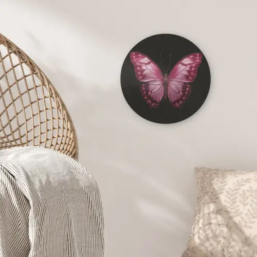 Vlinder - Fuchsia - Grafisch Akoestische PET Vilt - Rond klein -sfeer4