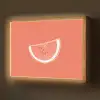 Watermeloen - Lijnen - Koraalrood Light Box met batterij (Wandlamp) middel -z3d_website