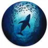 Walvis - Vissen - Donkerblauw Wandcirkel plexiglas klein -3d