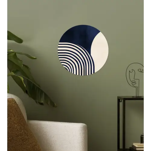Donkerblauw - Abstract - Lijnen Wandcirkel behangsticker klein -sfeer2