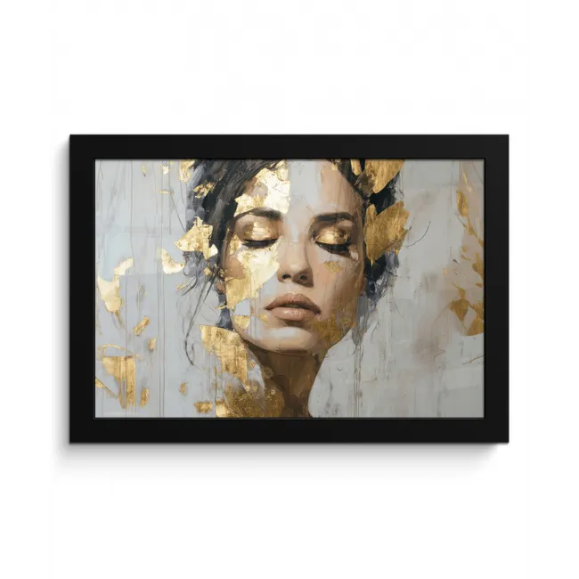 Sierlijk - Vrouw - Goud - Ogen fotolijst zwart zonder passe partout klein -3d