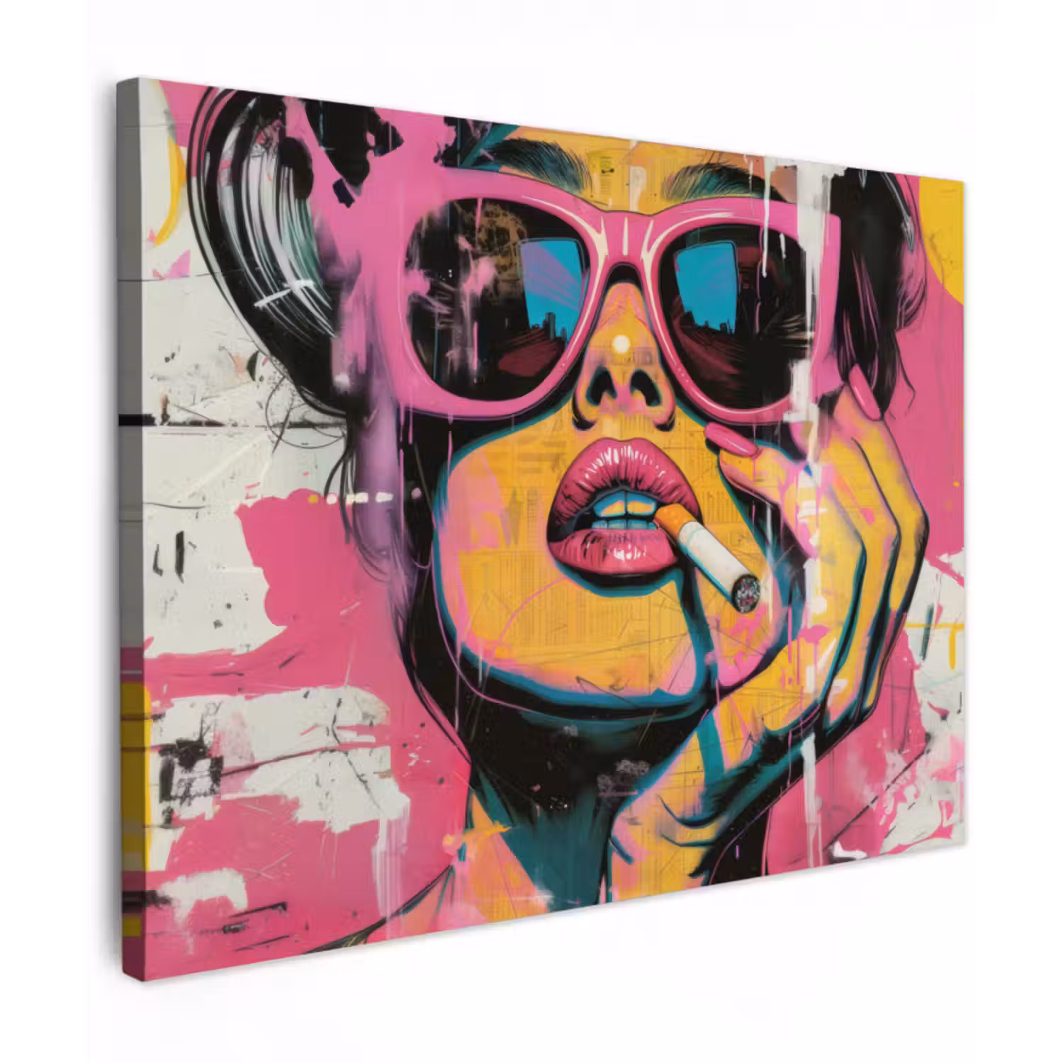 Leinwandbild - Porträt - Frau - Abstrakt - Sonnenbrille