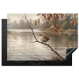 Winterkoninkje - Tak - Rivier - Natuur - Sfeervol Inductie beschermer vinyl 3mm klein -3d