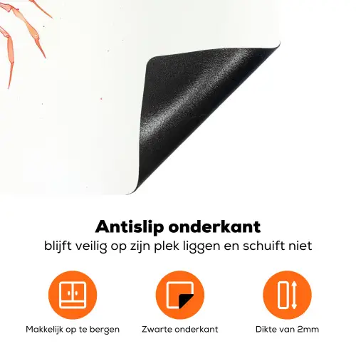 Kreeft - Waterverf - Aquarel - Oranje Inductie beschermer vinyl 3mm klein -zzzzzzz-td-onderkant