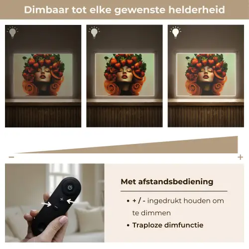 Vrouw - Aardbeien - Kroon Light Box met batterij (Wandlamp) middel -USP_dimbaarNL