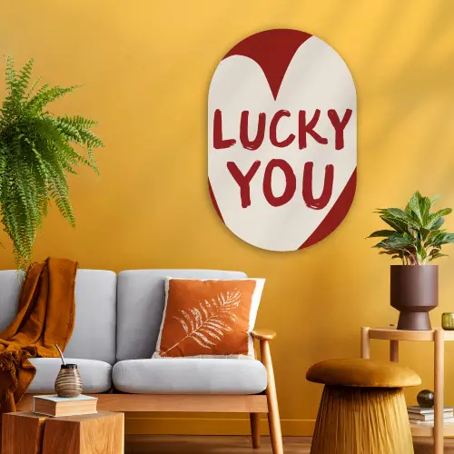 Lucky - Hart - Rood Wandcirkel Ovaal Glas middel -sfeer4