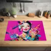 Vrouw - Portret - Abstract - Paars Inductie beschermer vinyl 3mm klein -sfeer5