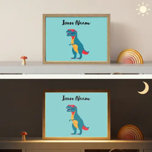 T-Rex - Zonnebril - Blauw - Glimlach Light Box met batterij (Wandlamp kind) middel -sfeer3_kind
