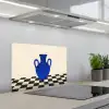 Vaas - Blauw - Geblokt - Modern keuken achterwand spatscherm klein -3d_schuin