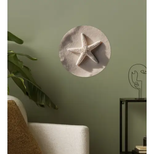 Strand - Zeester - Zand - Beige Wandcirkel behangsticker klein -sfeer2