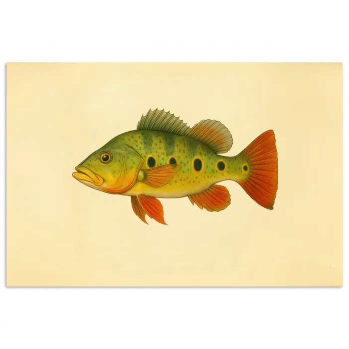 Schubben - Vis - Groen - Illustratie poster papier klein -3d
