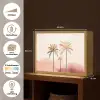Palmbomen - Heuvels - Minimalistisch - Zachtroze Light Box met batterij (Wandlamp) middel -USP_websiteoverzichtNL