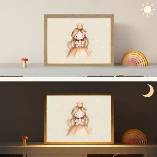 Prinses - Goud - Stippen Light Box met batterij (Wandlamp kind) middel -sfeer3_kind