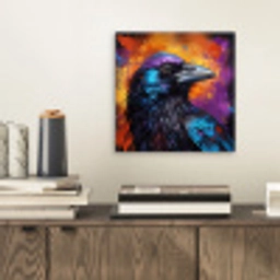 Vogel - Kraai - Graffiti - Zwart - Dieren aluminium wit klein -sfeer1