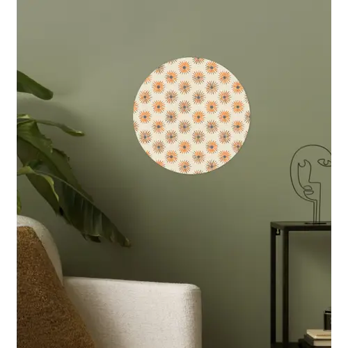 Madelief - Patroon - Oranje Wandcirkel behangsticker klein 186 -sfeer2