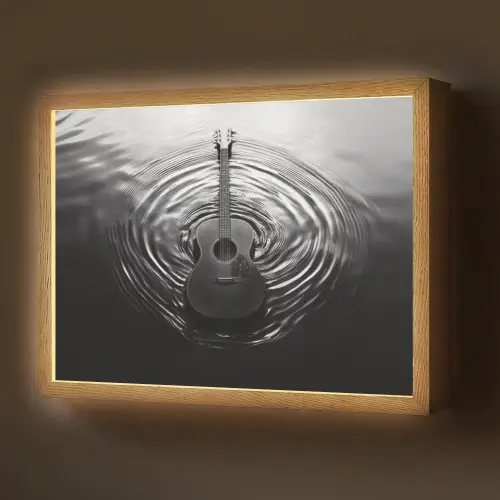 Gitaar - Hout - Water Light Box met batterij (Wandlamp) middel -z3d_website