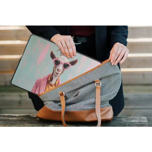 Zonnebril - Roze - Geit - Horen laptophoes neopreen klein -tas