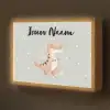 Bloemen - Blauw - Stippen - Dino Light Box met batterij (Wandlamp kind) middel -z3d_website
