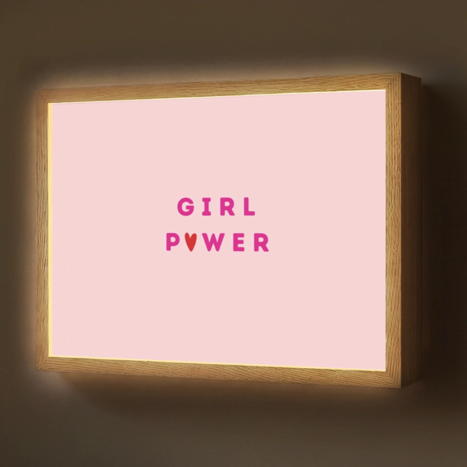 Girl power - Roze - Hartje Light Box met batterij (Wandlamp) middel -z3d_website