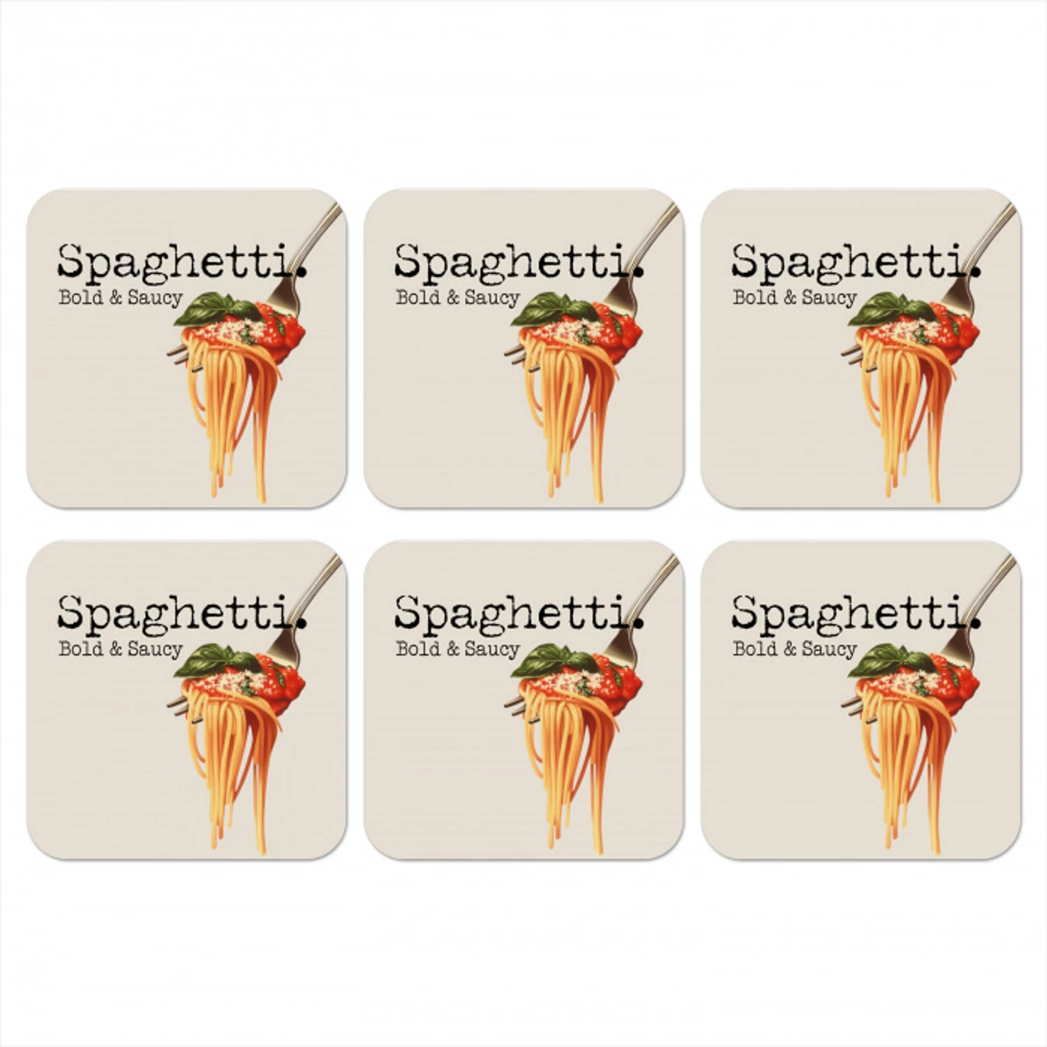 Spaghetti - tomatensaus - Parmezaanse kaas onderzetter kurk middel -3d