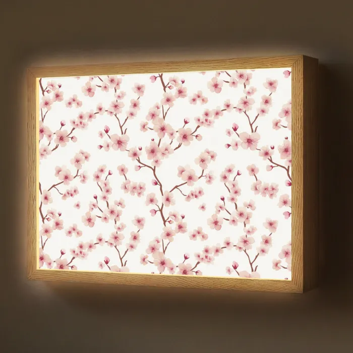 Kersenbloesem - Takken - Roze Light Box met batterij (Wandlamp) middel 907 -z3d_website