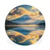 Berg - Rivier - Zonsondergang Wandcirkel aluminium klein -3d