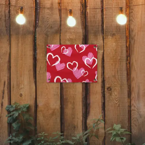 Patroon - Hartjes - Roze - Valentijn tuinposter los doek klein -sfeer1