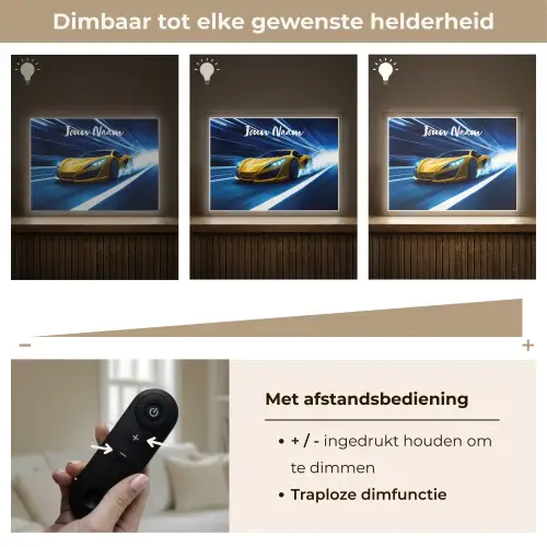 Auto - Geel - Race - Blauw Light Box met batterij (Wandlamp kind) middel -USP_dimbaarNL