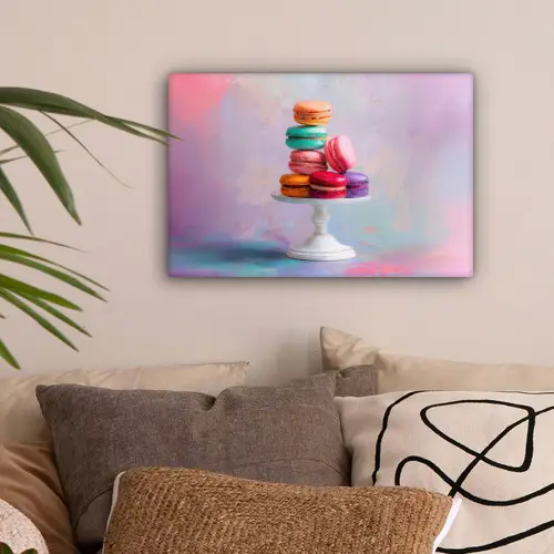 Macarons - Schaal - Pastel - Kleurrijk canvas 2cm klein -sfeer1