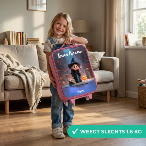 Kleine tovernares in bibliotheek Kinderkoffer - Roze klein -sfeer2_NL