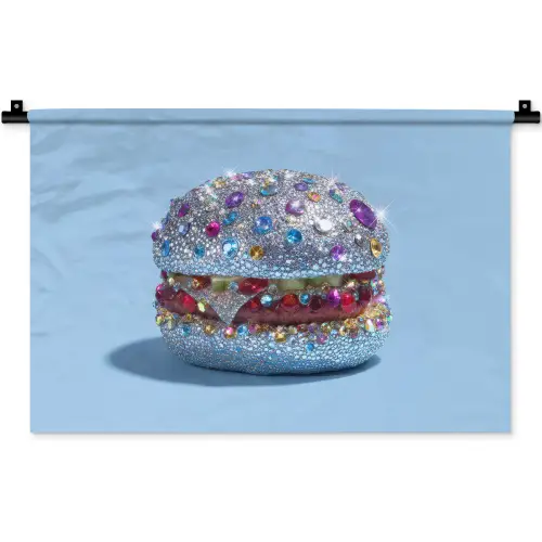 Glitters - Hamburger - Blauw Wandkleed katoen klein -zz3d