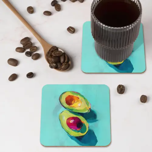 Avocado - Groen - Pit - Schaduw onderzetter kurk middel -sfeer2
