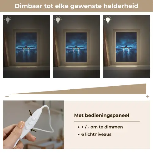 Vliegtuig - Blauw - Futuristisch Light Box met kabel klein -USP_dimbaarNL