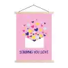 Envelop - Love - Hartjes - Valentijn textielposter latten blank klein -3d