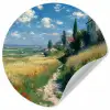 Zandpad - Huis - Bomen - Grasveld Wandcirkel behangsticker klein -3d