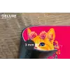 Kat - Kimono - Bloemen - Roze Placemat vinyl groot -closeup