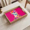 Lama - Kimono - Bloemenkrans - Felroze Dienblad Rechthoek middel -sfeer1