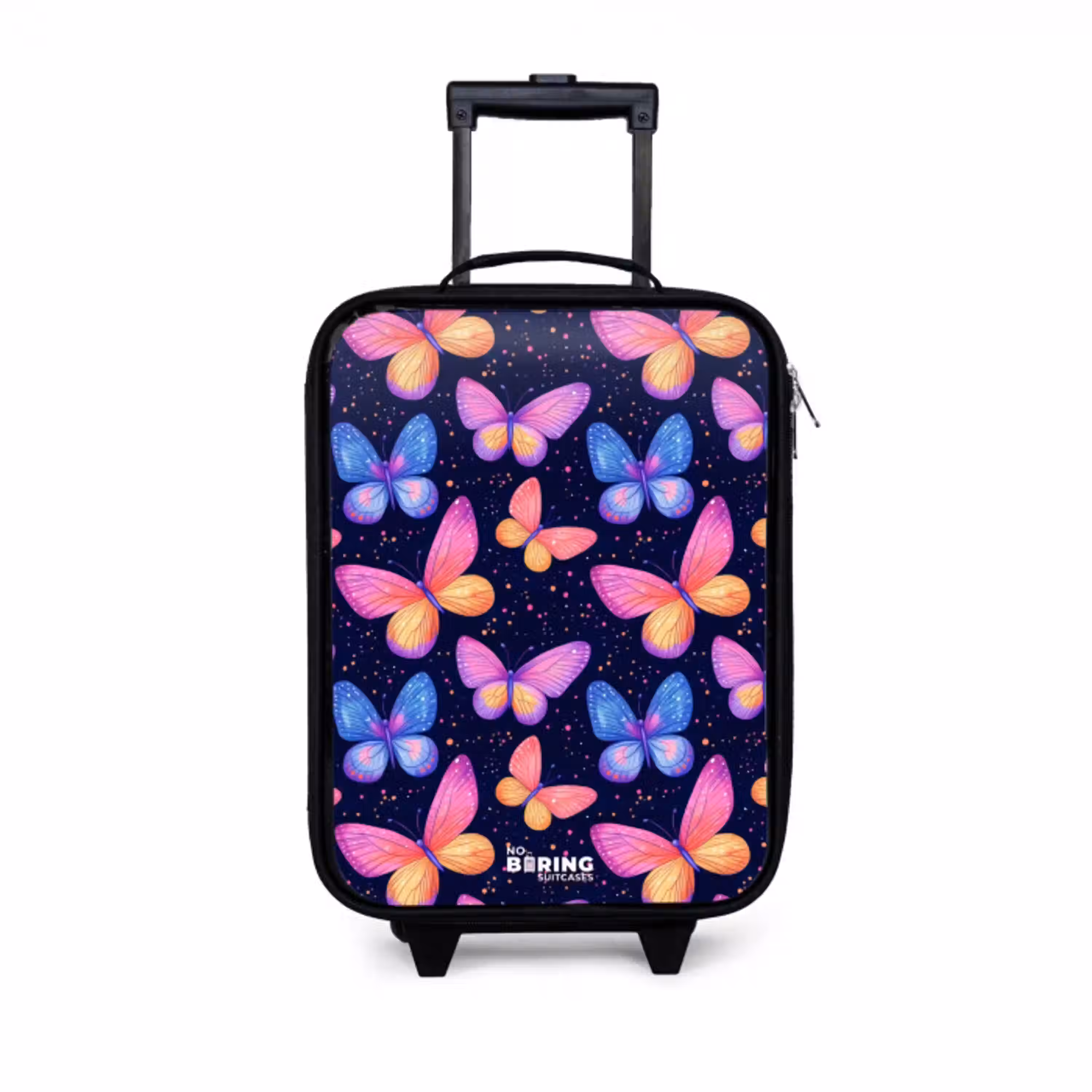 Kleurrijke vlinders in roze en blauw Kinderkoffer - Zwart klein -3d