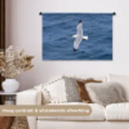 Zeemeeuw - Oceaan - Blauw Wandkleed katoen middel -sfeer1